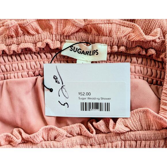 NEW Sugarlips Miss Sunshine Peach Milkmaid Smock Babydoll Minidress Size Medium - Picture 10 of 11